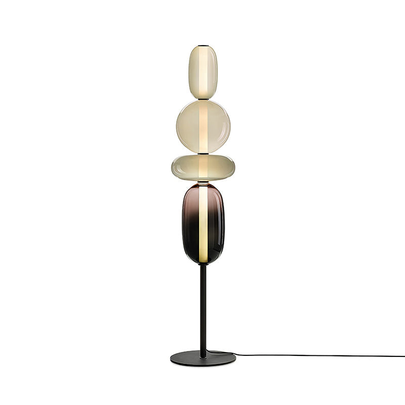 Handgeblasene Glas-Stehlampe mit schwarzem Standfuß