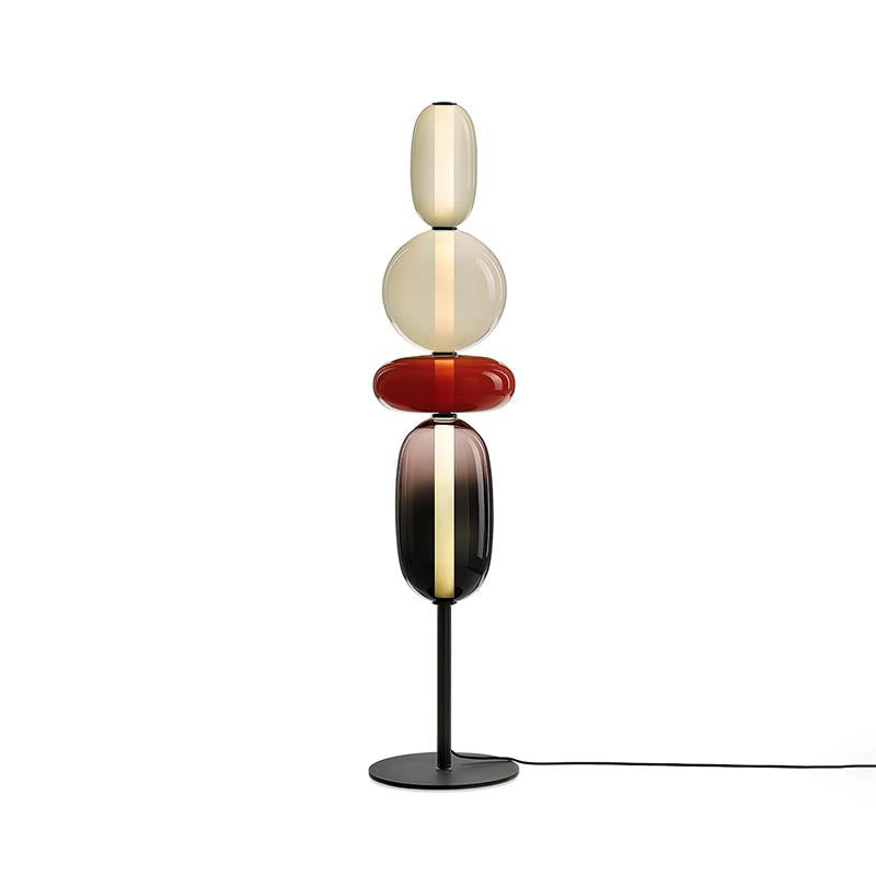 Handgeblasene Glas-Stehlampe mit schwarzem Standfuß