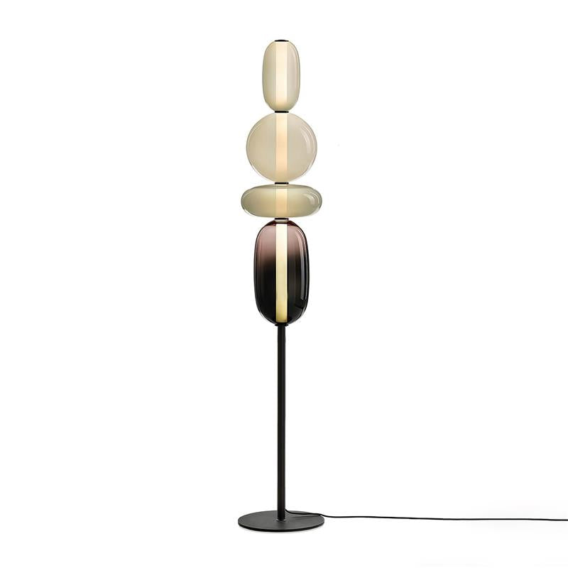 Handgeblasene Glas-Stehlampe mit schwarzem Standfuß