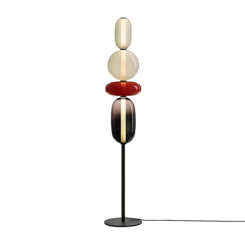 Handgeblasene Glas-Stehlampe mit schwarzem Standfuß