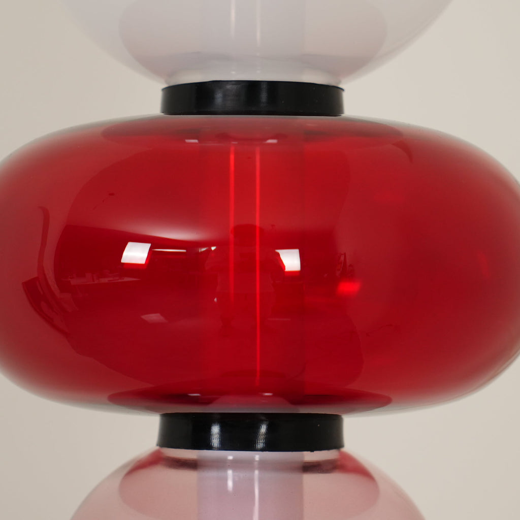 LED-golvlampa i glas, 130 eller 160 cm, röd vit svart