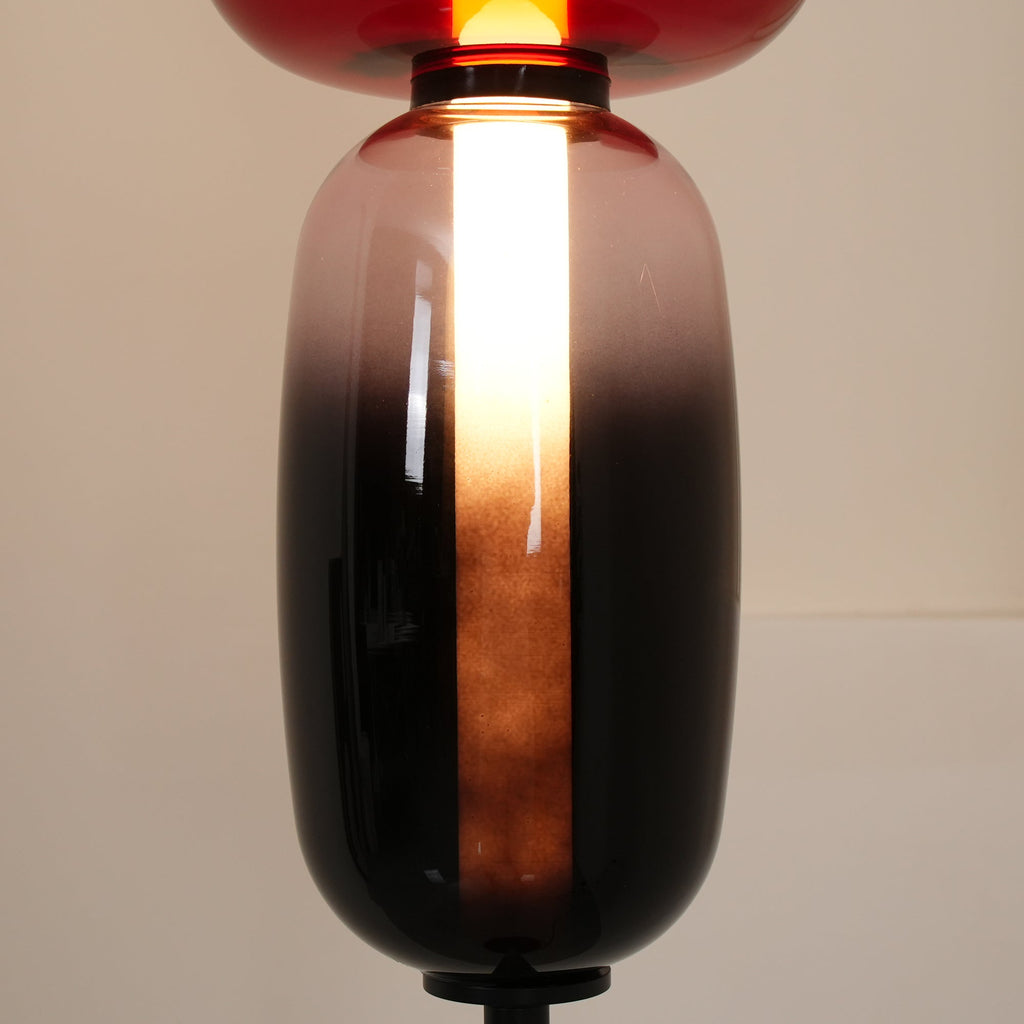 LED-golvlampa i glas, 130 eller 160 cm, röd vit svart