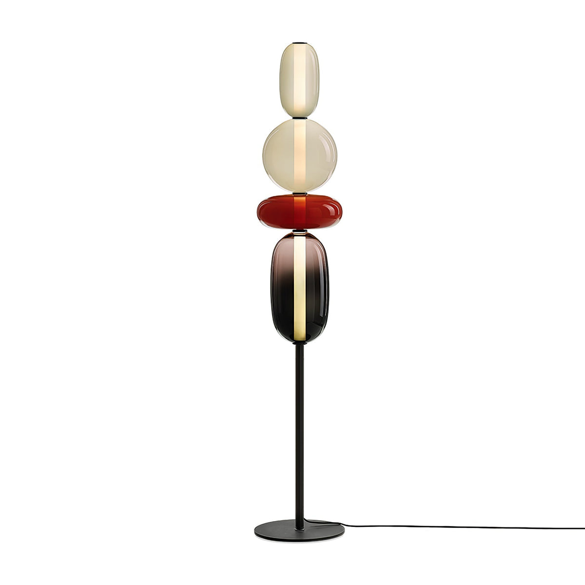LED-golvlampa i glas, 130 eller 160 cm, röd vit svart