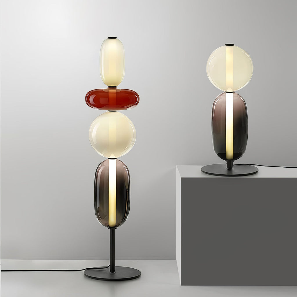 LED-golvlampa i glas, 130 eller 160 cm, röd vit svart
