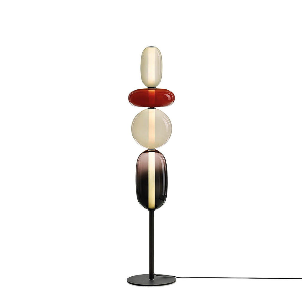 LED-golvlampa i glas, 130 eller 160 cm, röd vit svart
