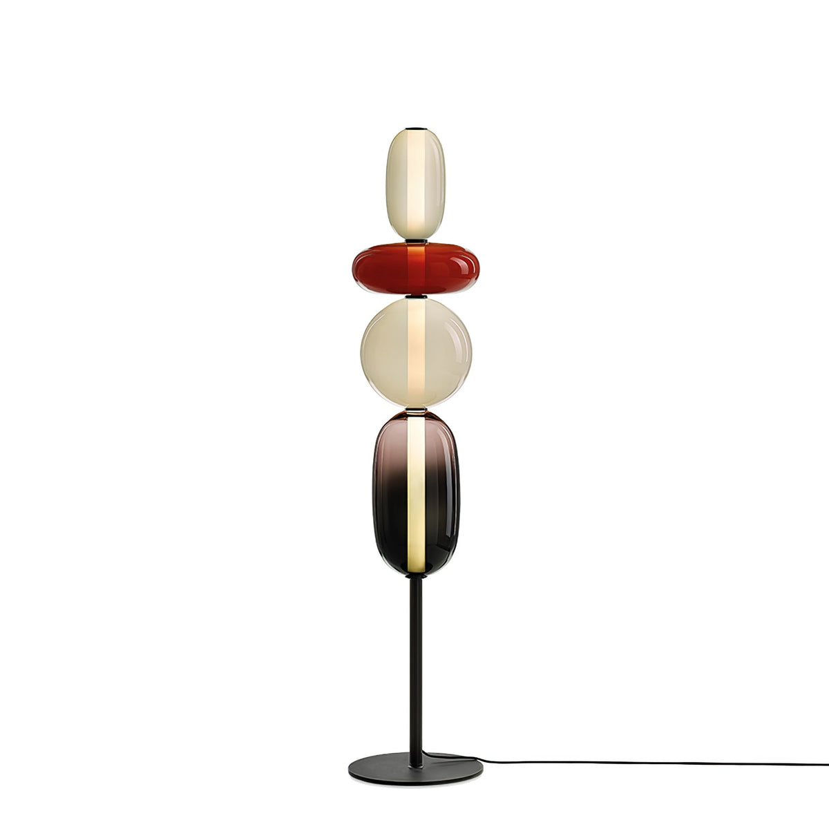 LED-golvlampa i glas, 130 eller 160 cm, röd vit svart