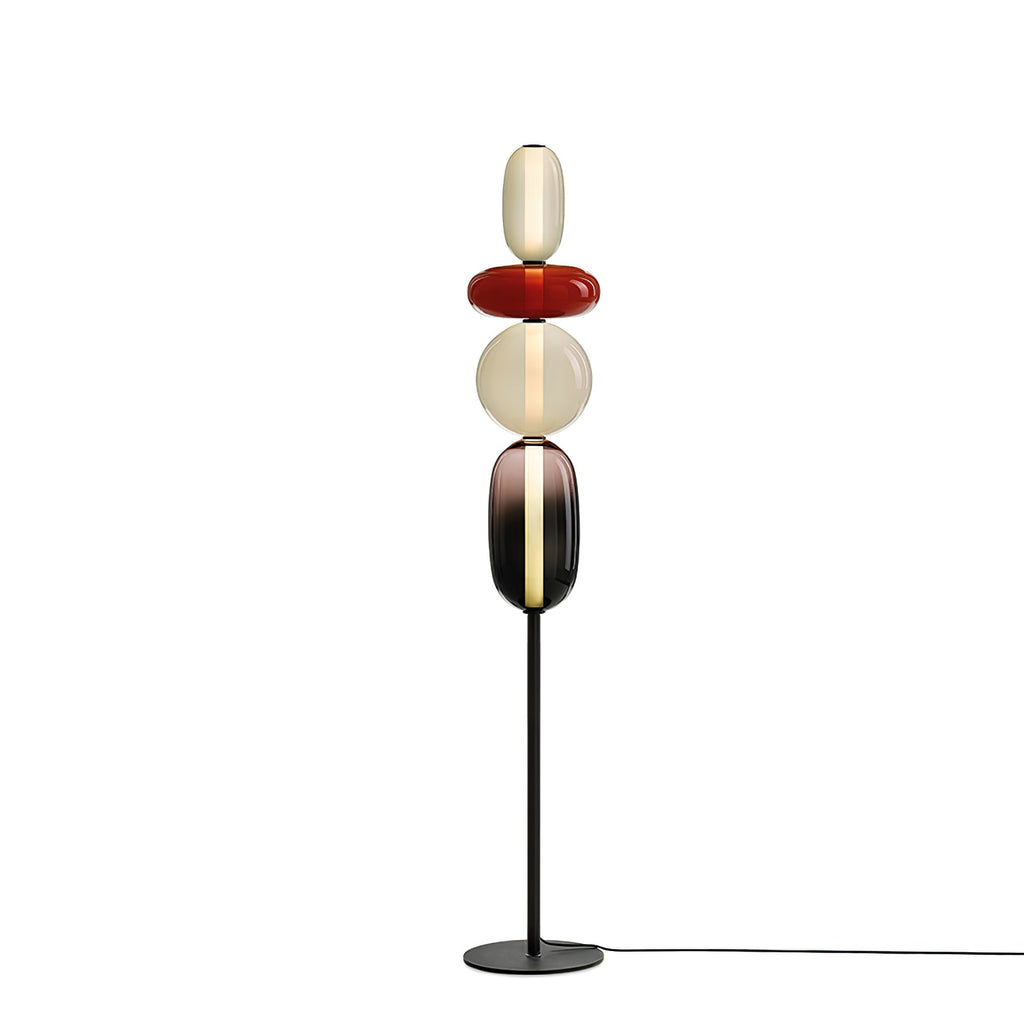 LED-golvlampa i glas, 130 eller 160 cm, röd vit svart