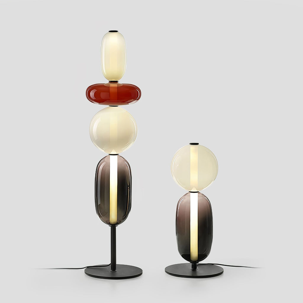 LED-golvlampa i glas, 130 eller 160 cm, röd vit svart