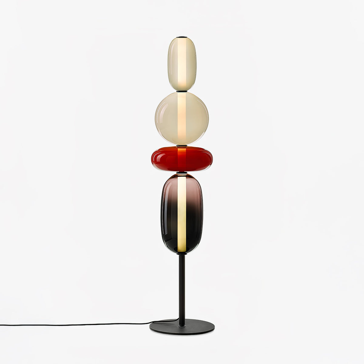 LED-golvlampa i glas, 130 eller 160 cm, röd vit svart