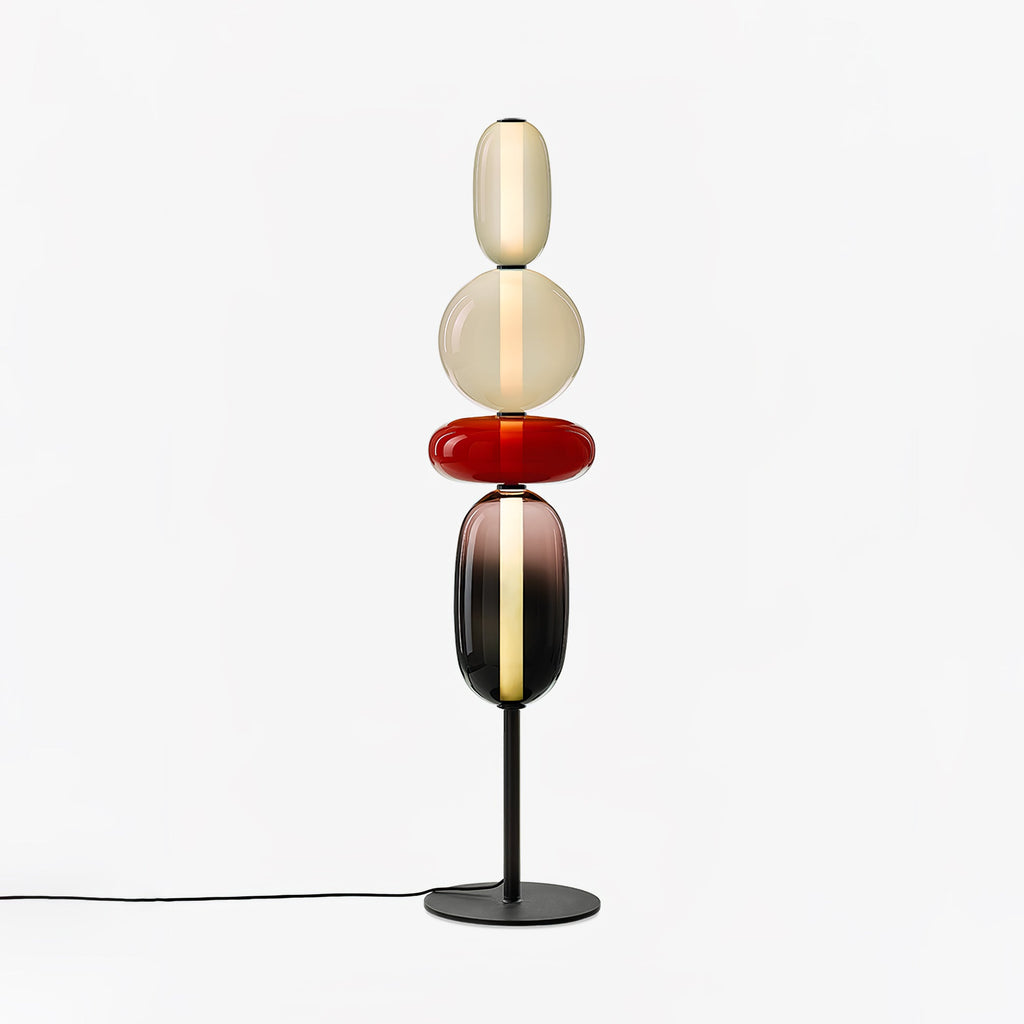 LED-golvlampa i glas, 130 eller 160 cm, röd vit svart