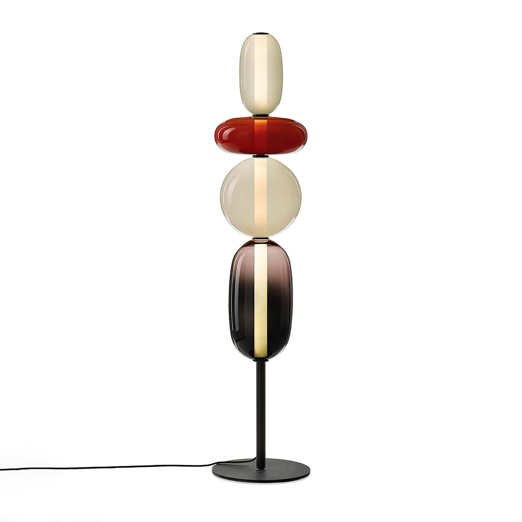 LED-golvlampa i glas, 130 eller 160 cm, röd vit svart