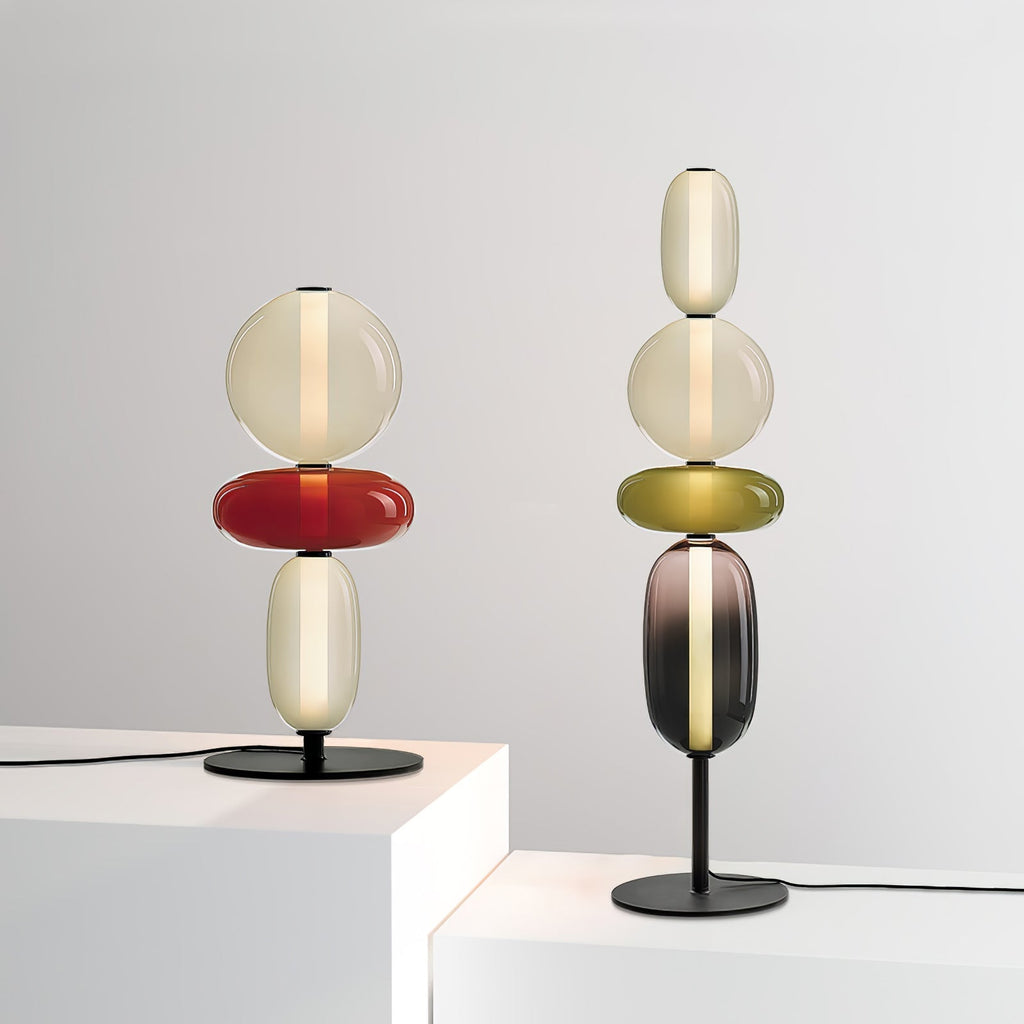 LED-golvlampa i glas, 130 eller 160 cm, röd vit svart