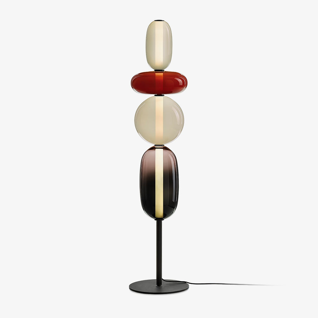 LED-golvlampa i glas, 130 eller 160 cm, röd vit svart