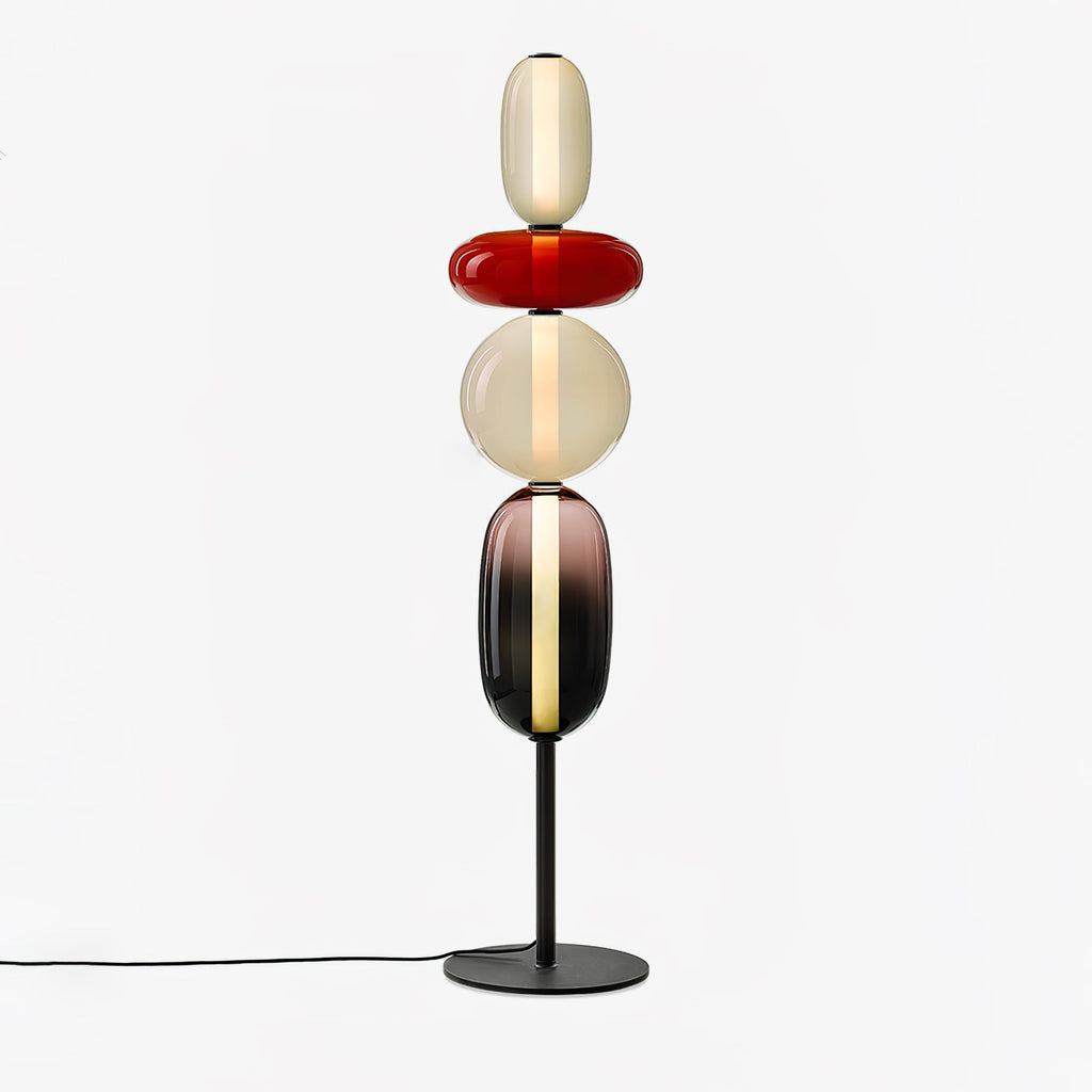 LED-golvlampa i glas, 130 eller 160 cm, röd vit svart