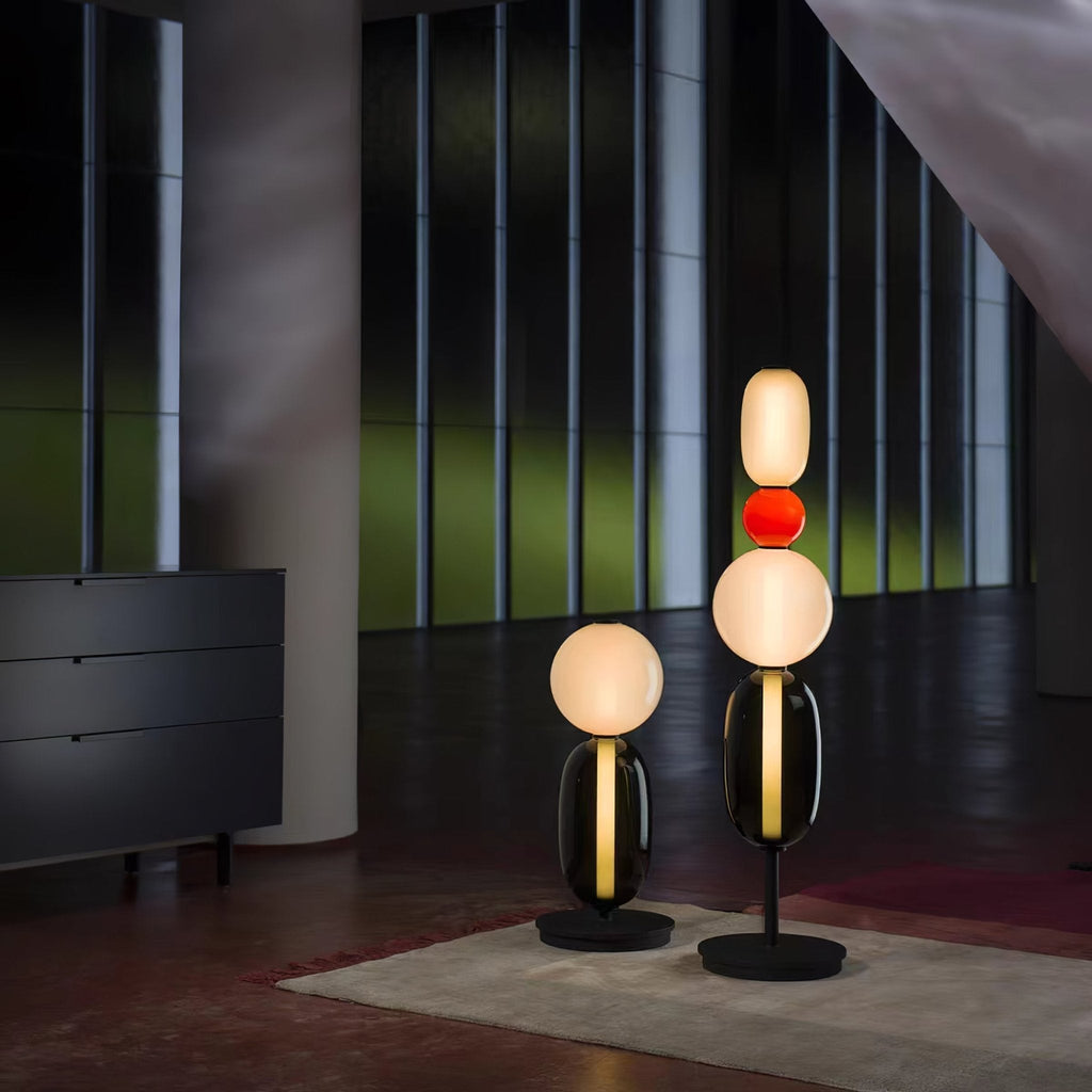 LED-golvlampa i glas, 130 eller 160 cm, röd vit svart