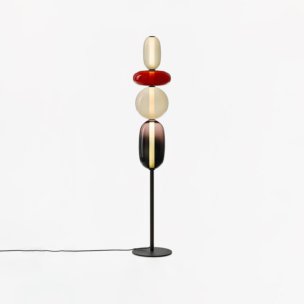 LED-golvlampa i glas, 130 eller 160 cm, röd vit svart