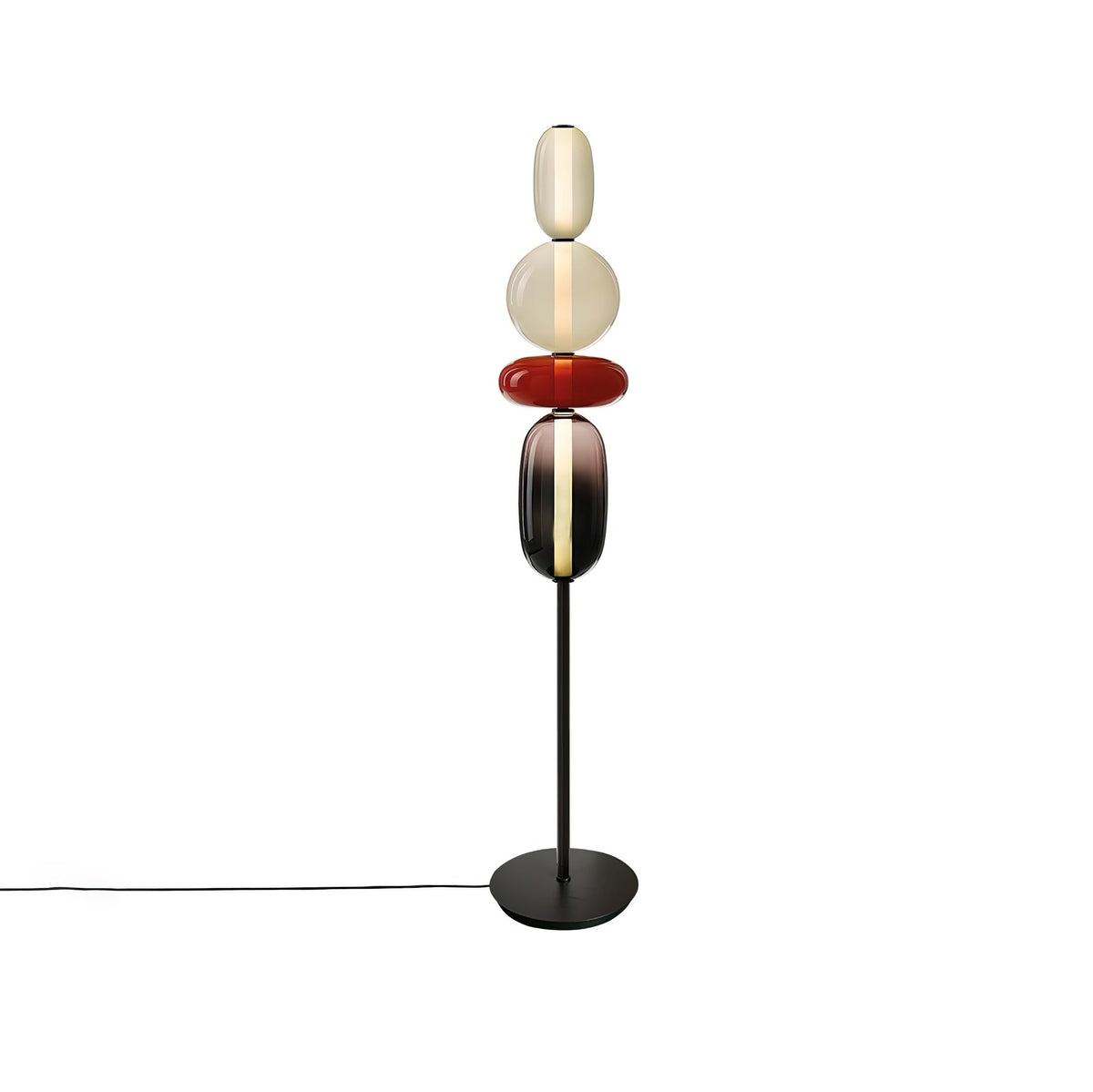 LED-golvlampa i glas, 130 eller 160 cm, röd vit svart