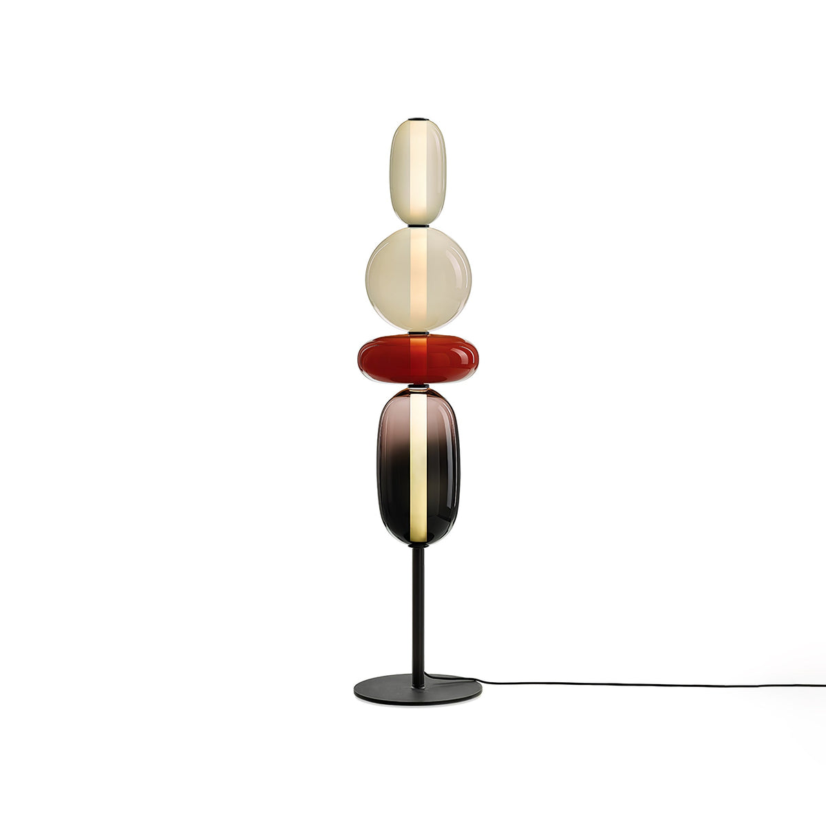 LED-golvlampa i glas, 130 eller 160 cm, röd vit svart