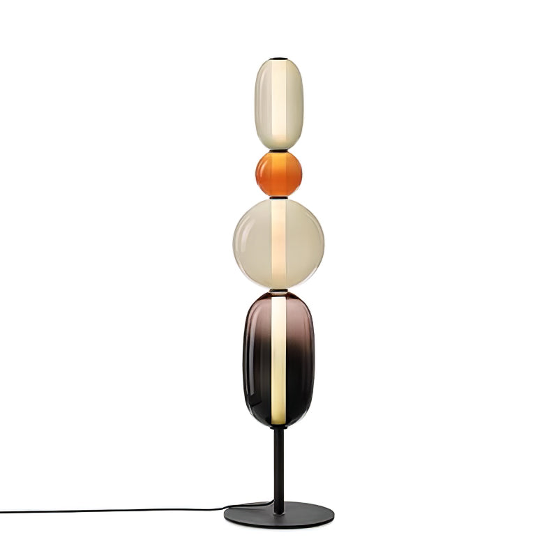 LED-golvlampa i glas, 130 eller 160 cm, röd vit svart