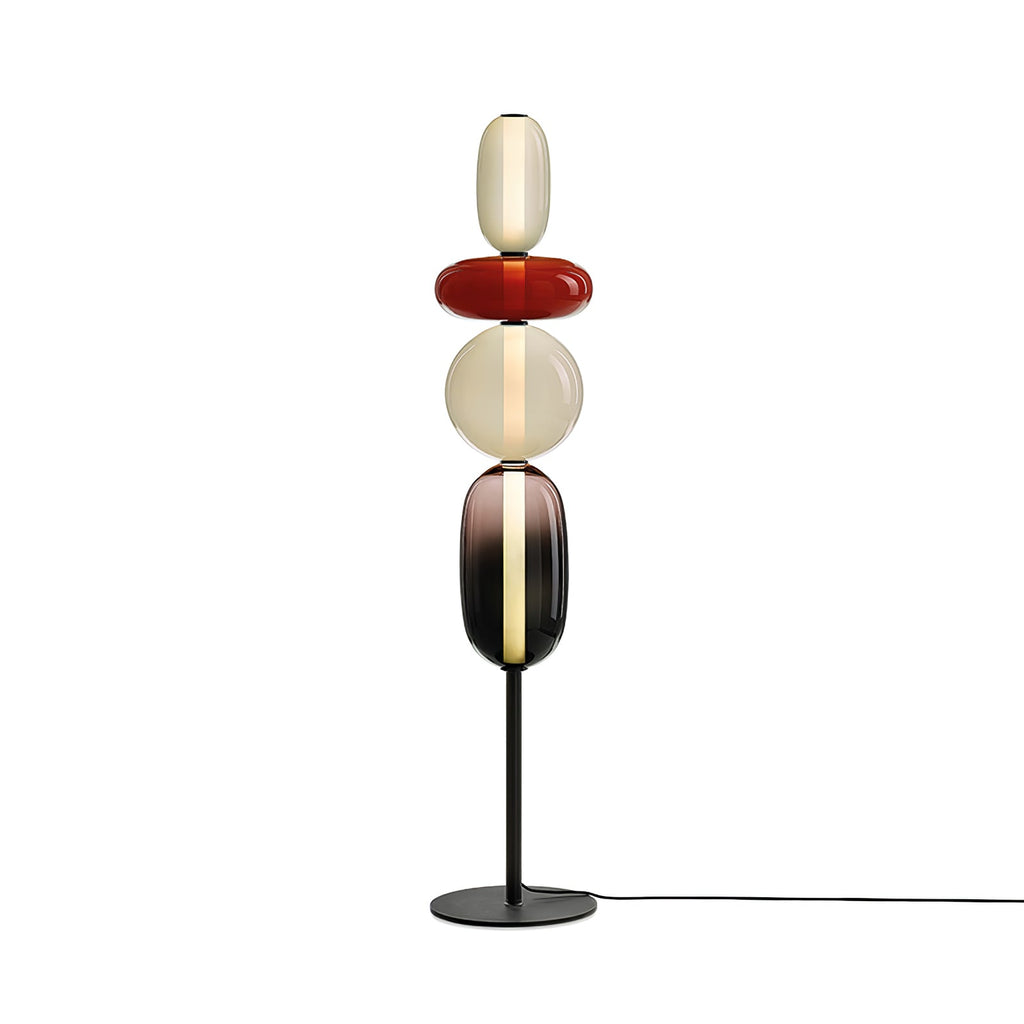 LED-golvlampa i glas, 130 eller 160 cm, röd vit svart
