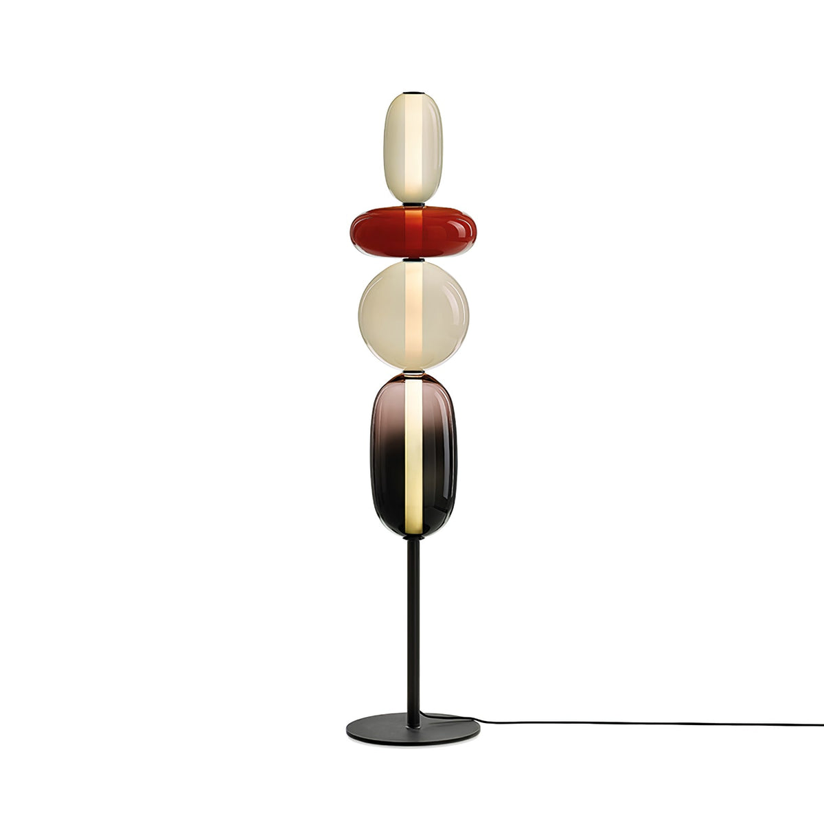 LED-golvlampa i glas, 130 eller 160 cm, röd vit svart