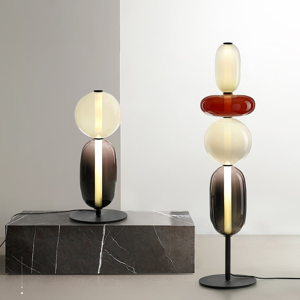 LED-golvlampa i glas, 130 eller 160 cm, röd vit svart