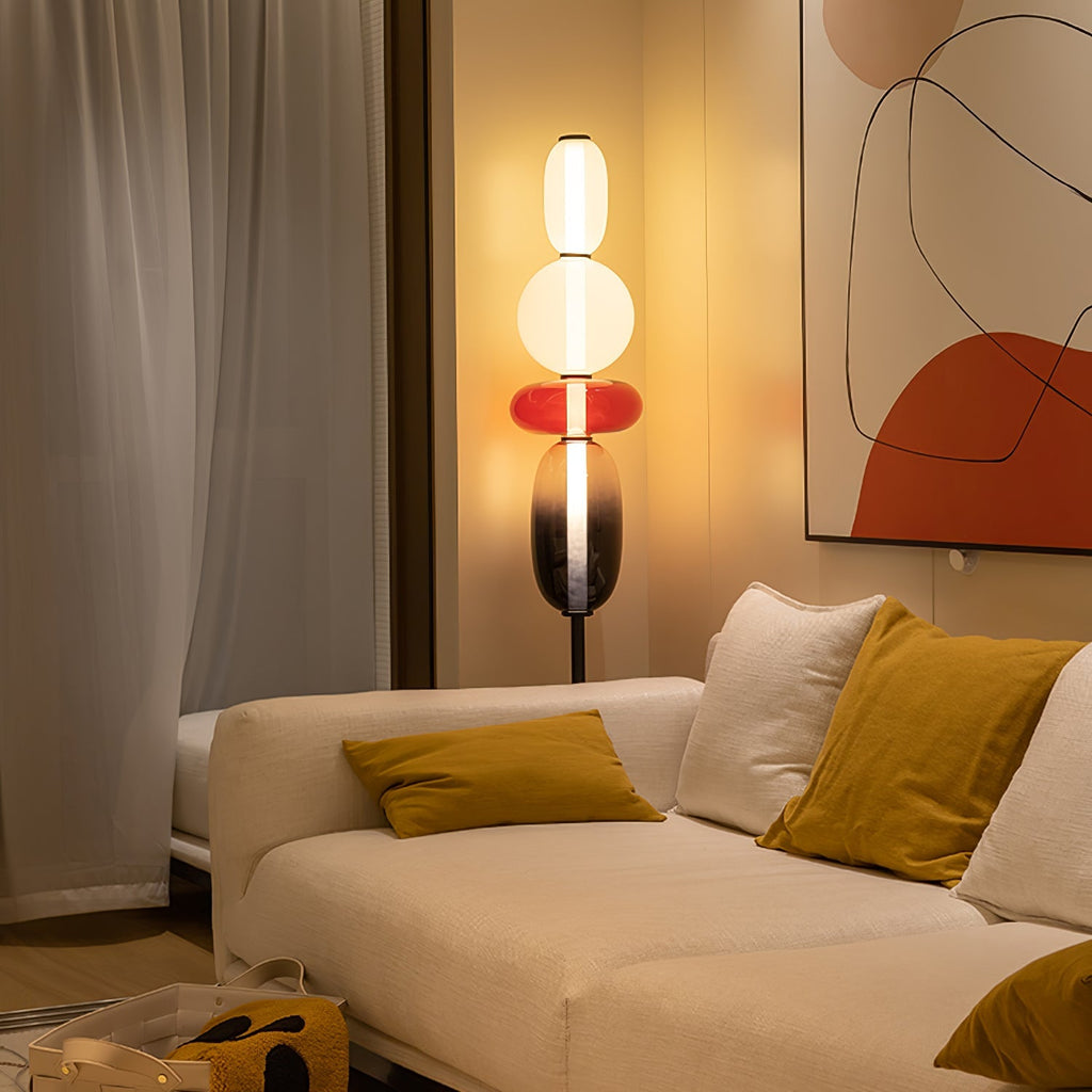 LED-golvlampa i glas, 130 eller 160 cm, röd vit svart