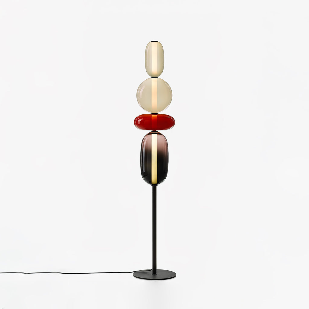 LED-golvlampa i glas, 130 eller 160 cm, röd vit svart
