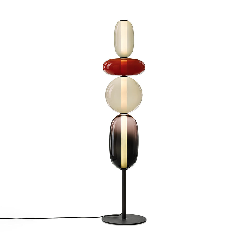 LED-golvlampa i glas, 130 eller 160 cm, röd vit svart