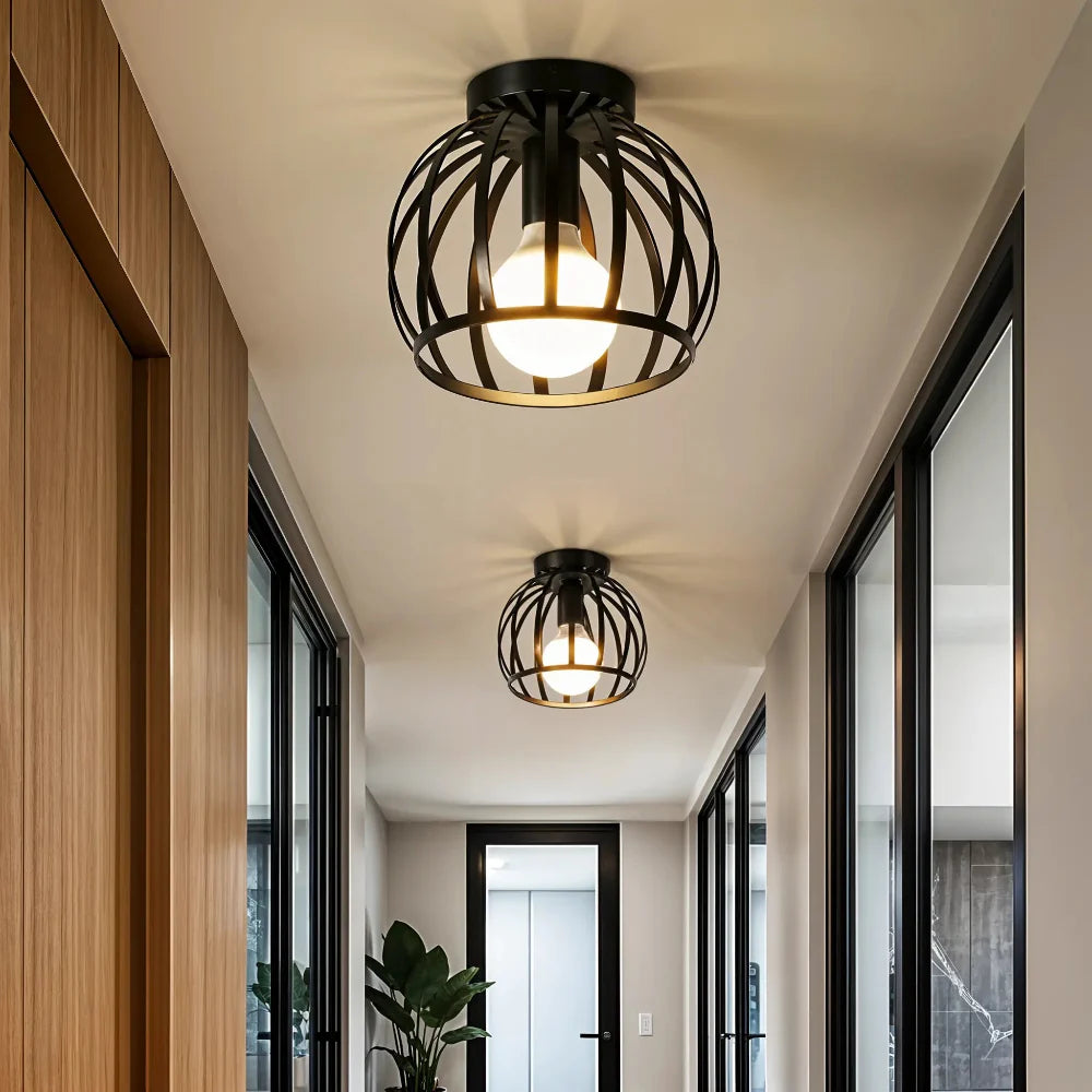 Industrial Vintage Open Cage Ceiling Lamp — Contemporary Pendant Light