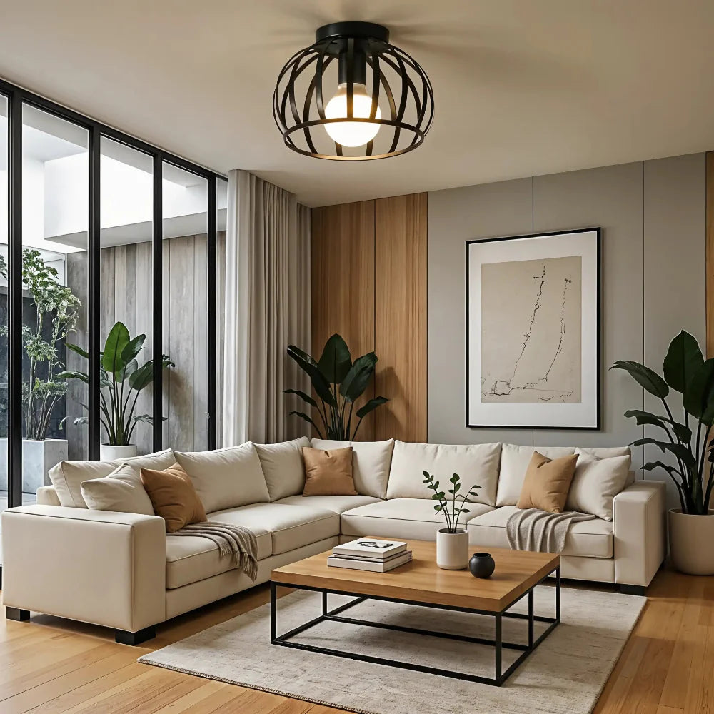 Industrial Vintage Open Cage Ceiling Lamp — Contemporary Pendant Light