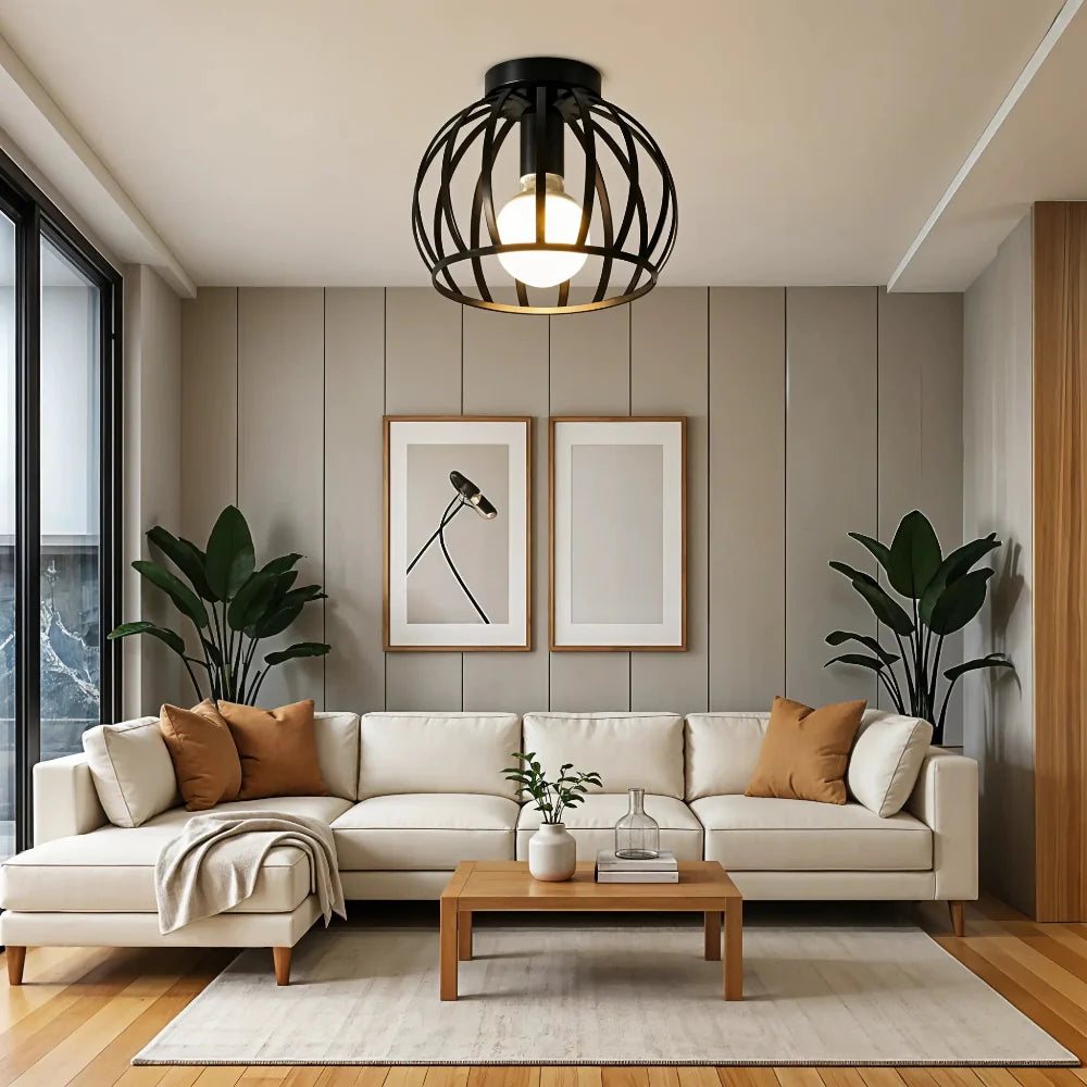 Industrial Vintage Open Cage Ceiling Lamp — Contemporary Pendant Light