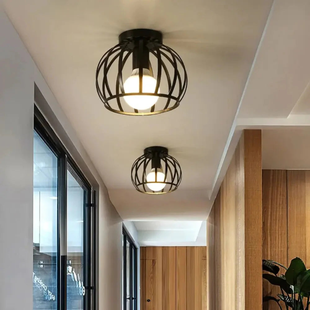 Industrial Vintage Open Cage Ceiling Lamp — Contemporary Pendant Light