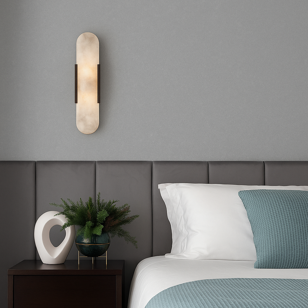 Marmeren wandlamp — zacht sfeerlicht, modern ontwerp