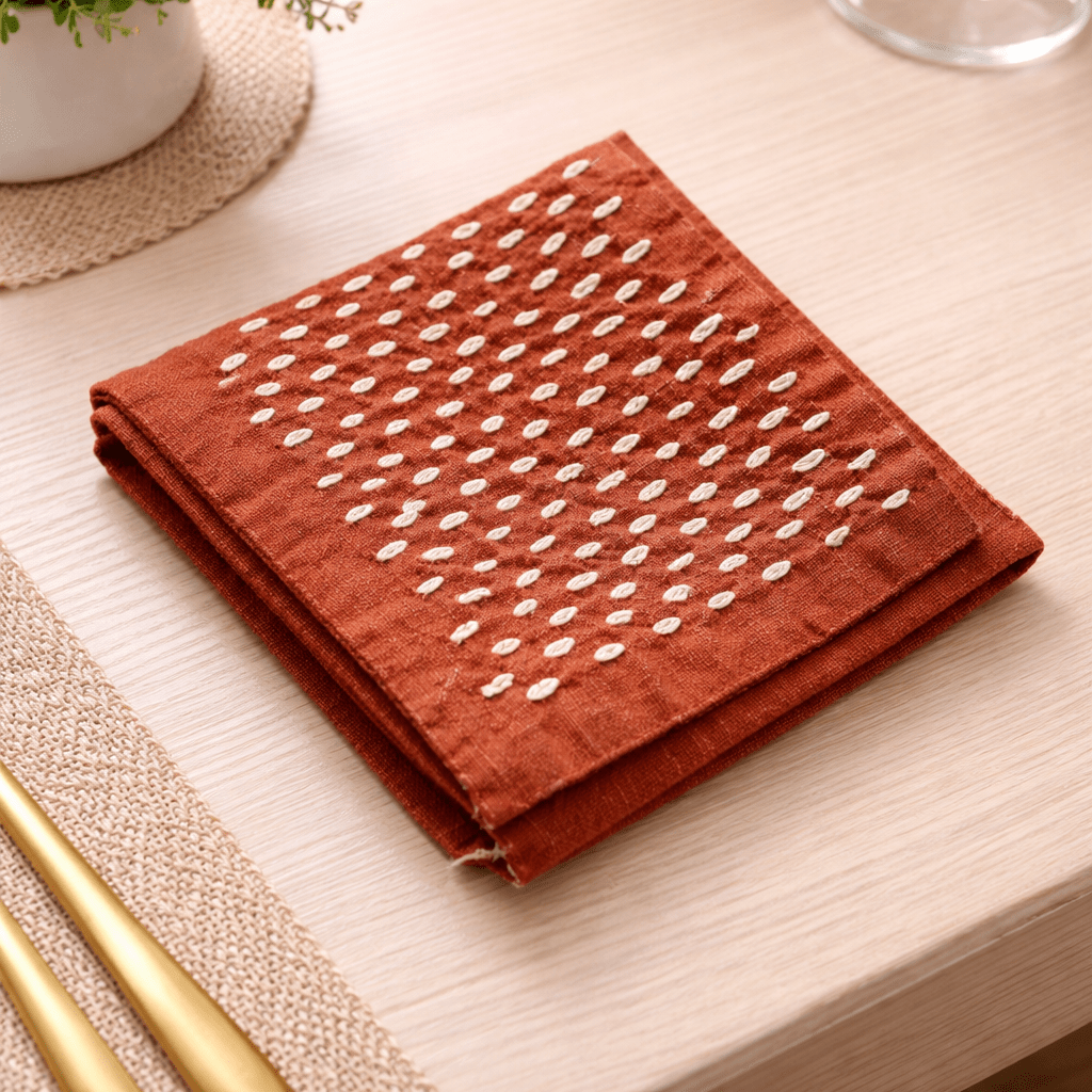 SereneWeave Handcrafted Cotton Linen Matchari Tea Cloth — 27 × 8 cm