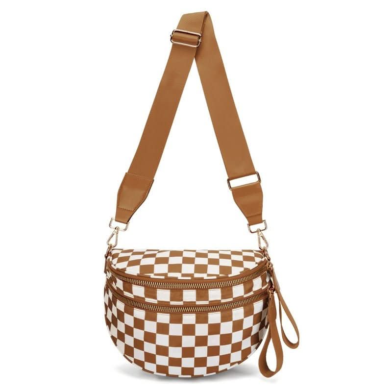Luma Avenue Women’s Crossbody Bag — Urban Checkerboard Pattern Sleek Silhouette