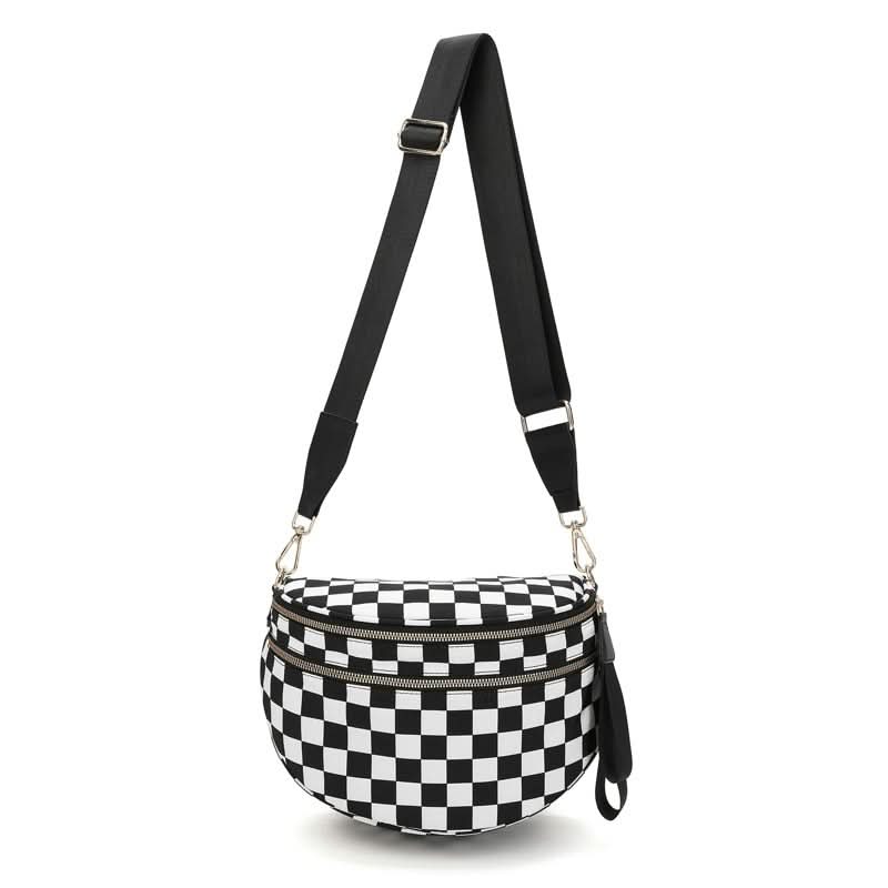 Luma Avenue Women’s Crossbody Bag — Urban Checkerboard Pattern Sleek Silhouette