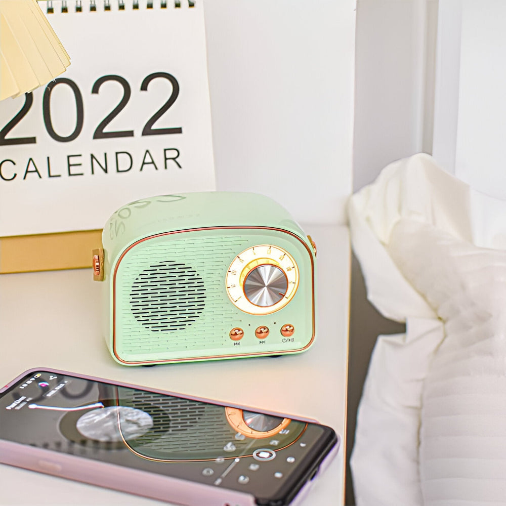 Retro Bluetooth-luidspreker — radio-ontwerp van hout, 3 W