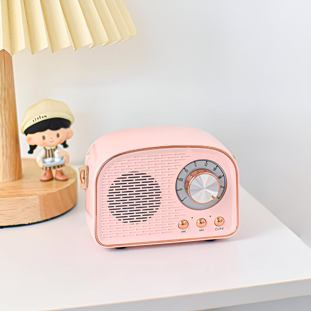Retro Bluetooth-luidspreker — radio-ontwerp van hout, 3 W