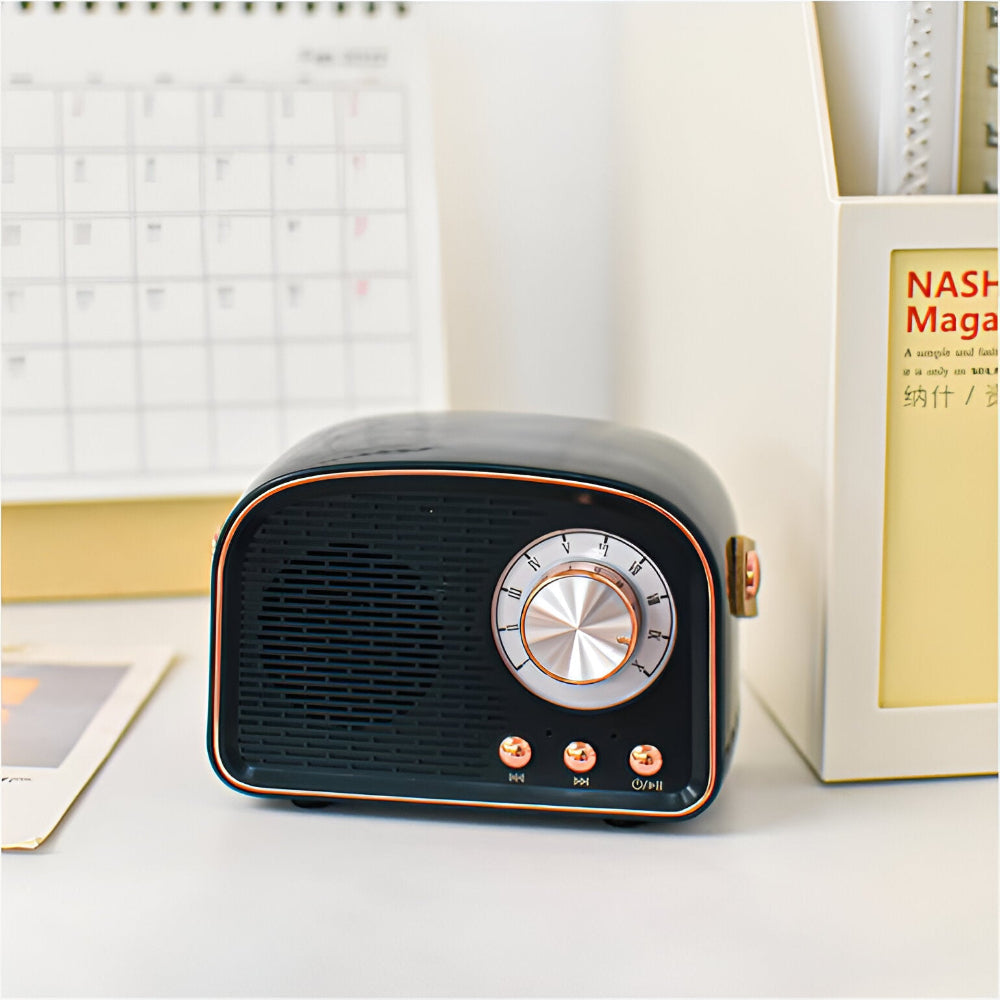 Retro Bluetooth-luidspreker — radio-ontwerp van hout, 3 W