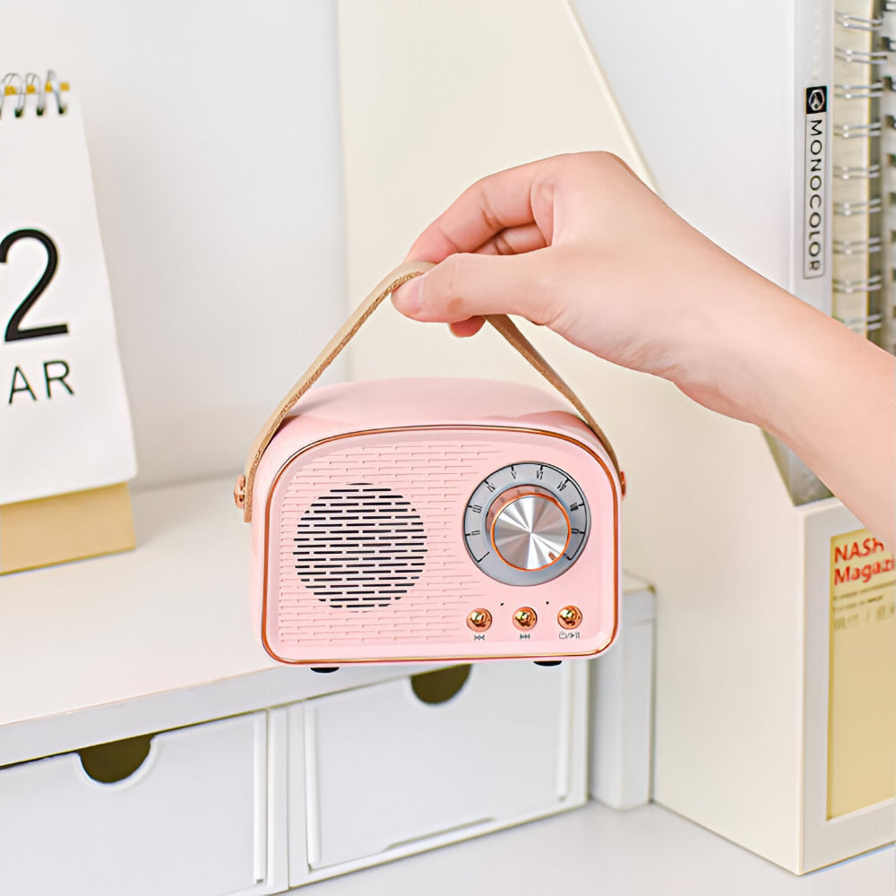 Retro Bluetooth-luidspreker — radio-ontwerp van hout, 3 W