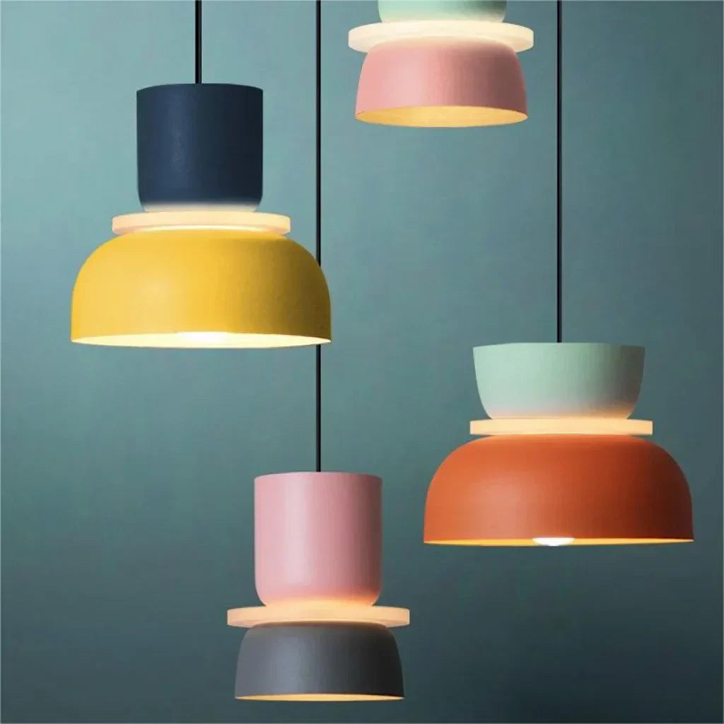 Nordic-Inspired Statement Pendant Light — Vibrant Color Shade, Modern Silhouette