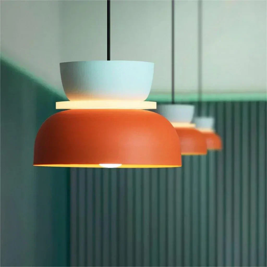 Nordic-Inspired Statement Pendant Light — Vibrant Color Shade, Modern Silhouette