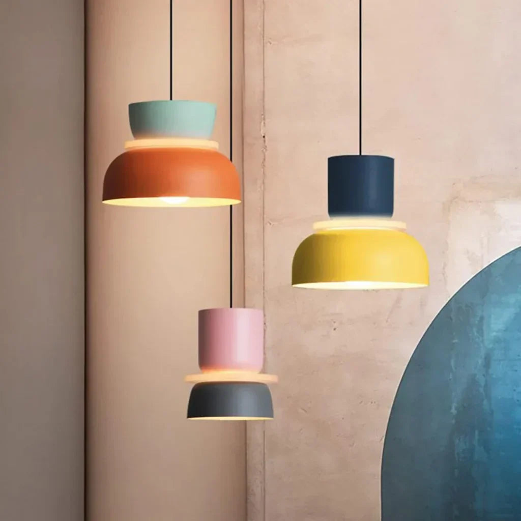 Nordic-Inspired Statement Pendant Light — Vibrant Color Shade, Modern Silhouette