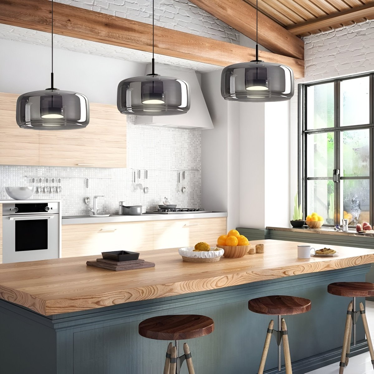 Moderne LED-pendellampe i glas — loftlampe med en diameter på 12-Inch