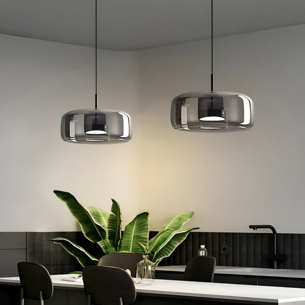 Moderne LED-pendellampe i glas — loftlampe med en diameter på 12-Inch