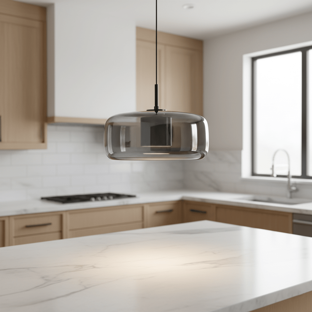 Moderne LED-pendellampe i glas — loftlampe med en diameter på 12-Inch