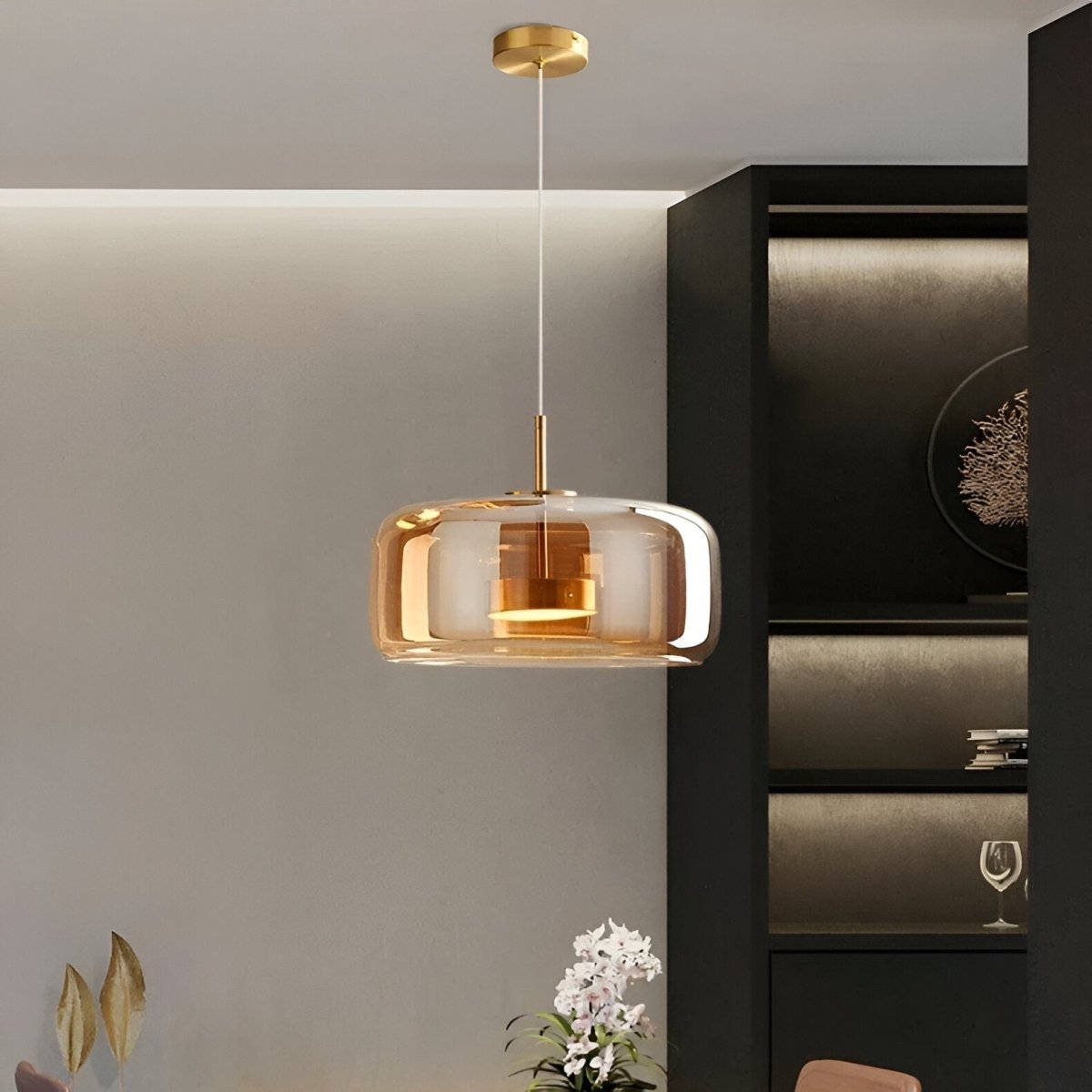 Moderne LED-pendellampe i glas — loftlampe med en diameter på 12-Inch