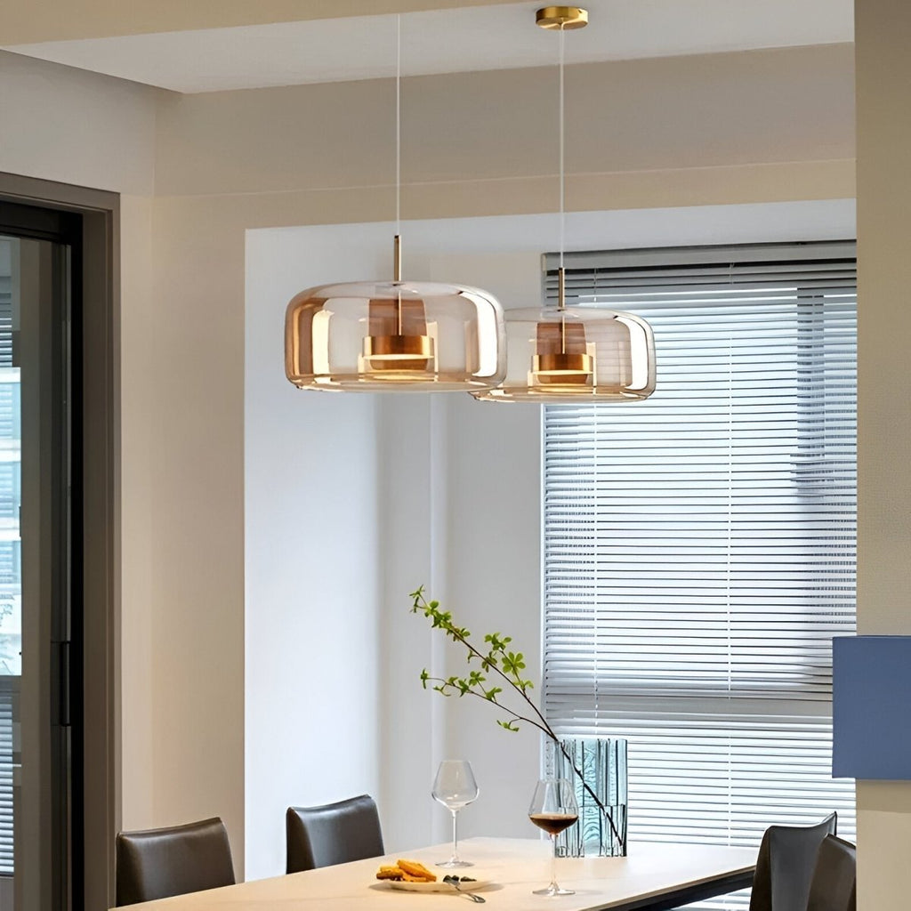 Moderne LED-pendellampe i glas — loftlampe med en diameter på 12-Inch