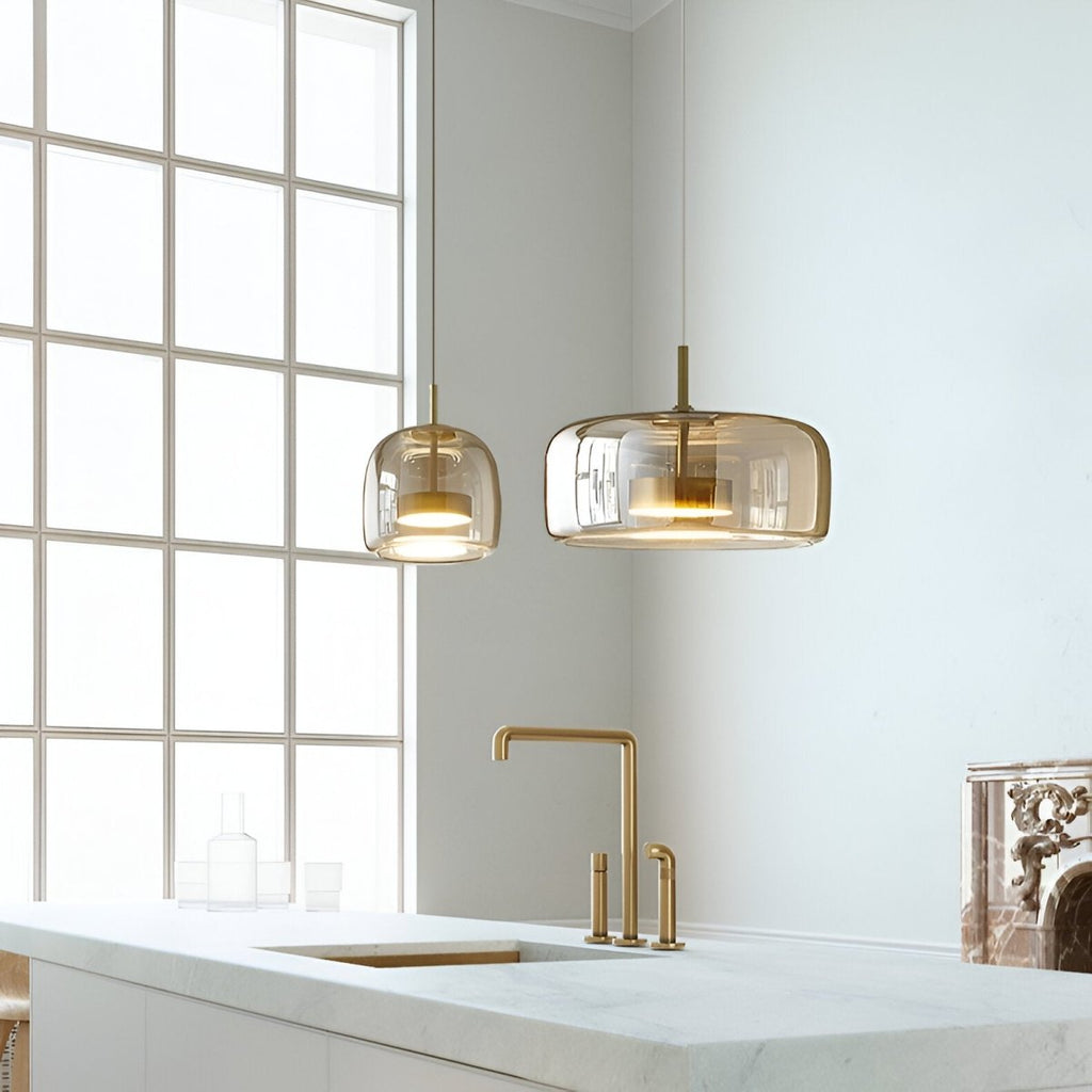 Moderne LED-pendellampe i glas — loftlampe med en diameter på 12-Inch